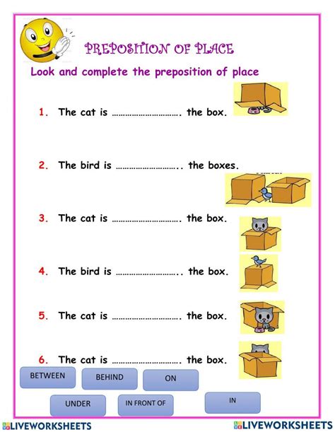 preposition liveworksheets